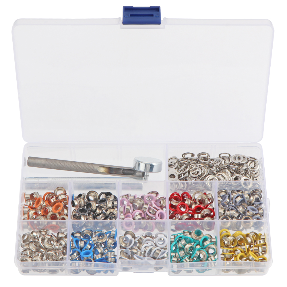 500 Sets Grommet Kit,Grommet Setting Tool Metal Eyelets Set with Install Tool Kit in Storage Box ,Leather Crafts DIY Projects: 500pcs