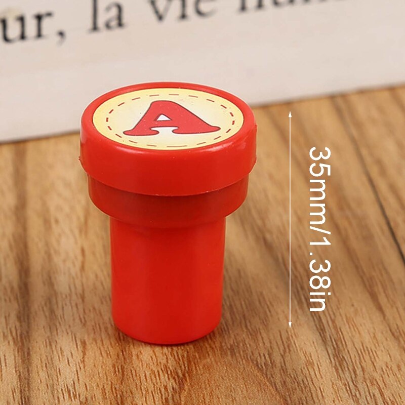 26 Pcs Alphabets Round Stamp Seal Self Inking Scrapbooking Plate Ink Pad Stamper