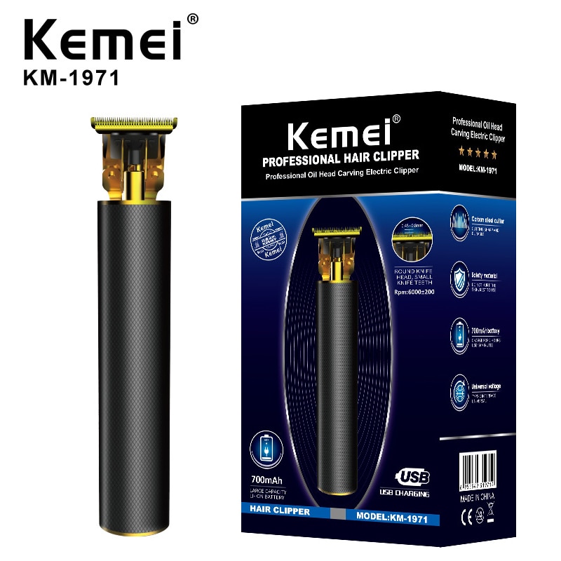 Kemei 1971-tondeuse à cheveux pour hommes, Pro li-outliner skull, rasoir sans fil, rasoir à 0mm, rasoir sans fil pour chauve