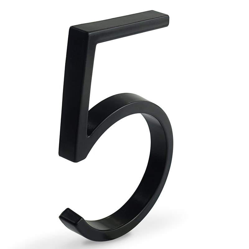 Numéro de maison flottant en aluminium noir, numéro de maison extérieur, numéros de porte d'appartement, panneau d'adresse de boîte à lumière, 125mm, 5 po, #0-9: Ivoire