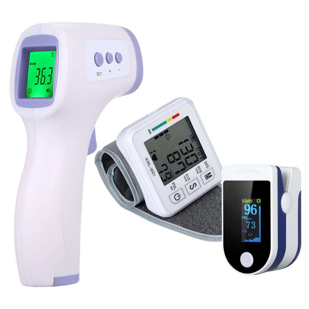 Fingertip Pulse Oximeter SpO2 & PR Monitor Digital LCD Infrared Thermometer Wrist Blood Pressure for Home for Baby Kids Adults: Type 1