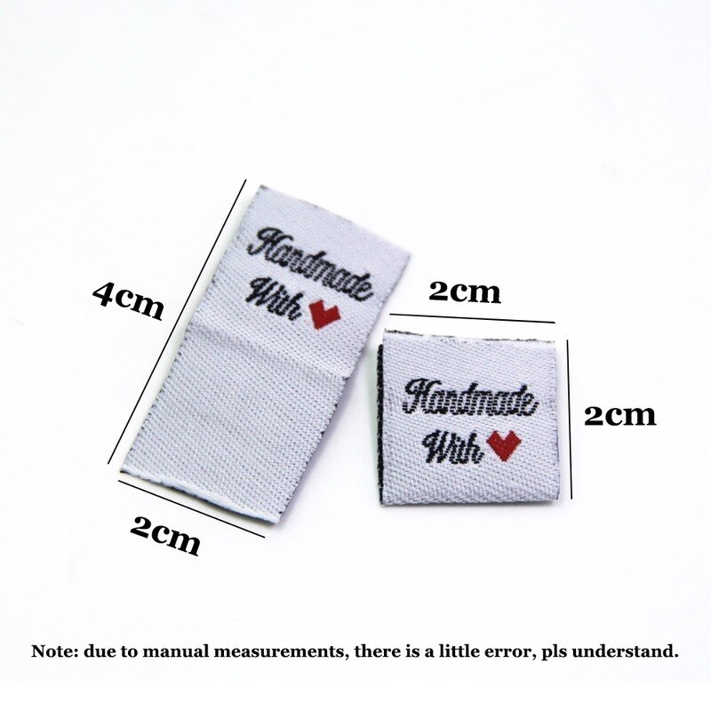 100Pcs Handmade Mit Liebe Kleidung Etiketten Geprägte Tags DIY Flagge Etiketten Für Garment Nähen Zubehör