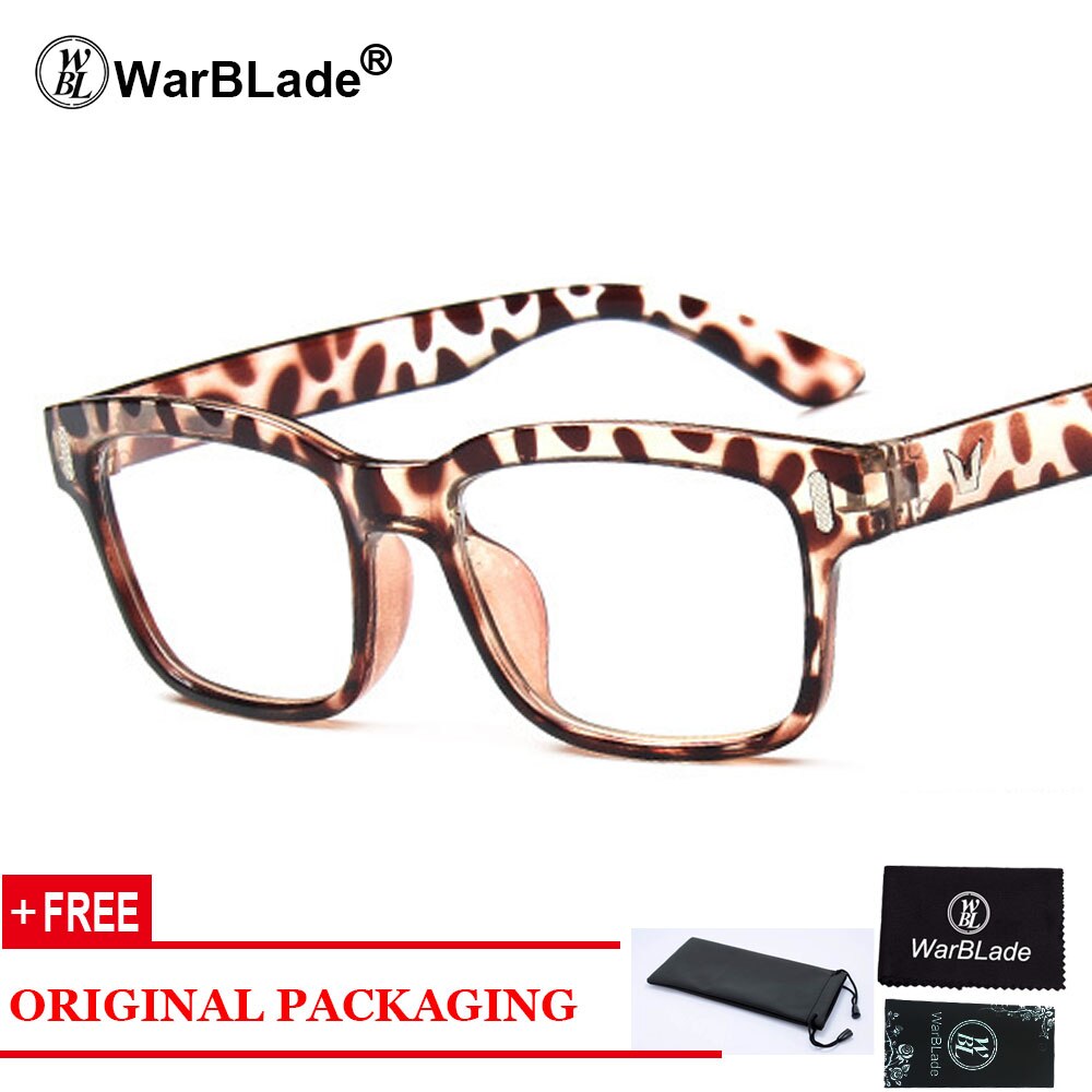 Retro rektangel briller optiske rammer klar linse sorte briller leopard firkantede briller brillestel til kvinder mænd: Leopard
