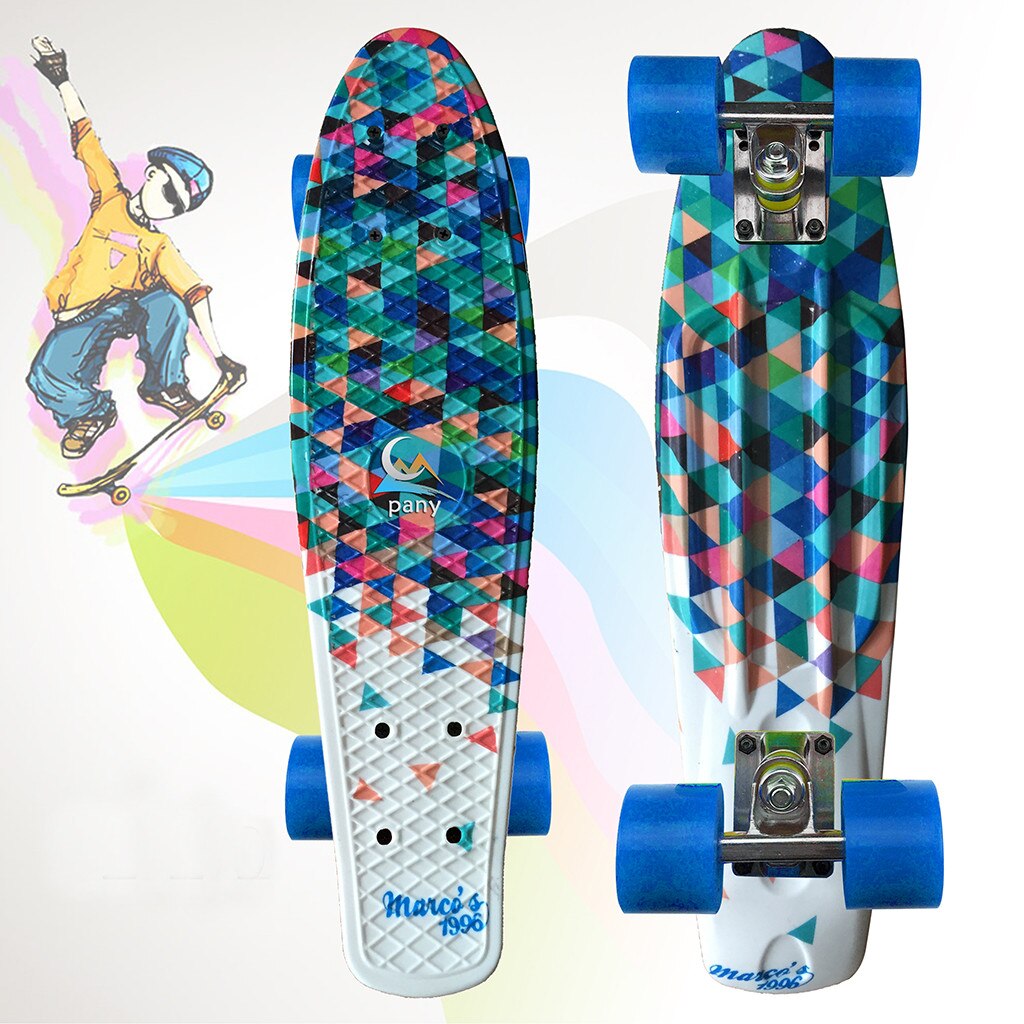22 "skateboard mini cruiser skateboard plast galakse stjernehimmel trykt longboard retro banan fishboard gade udendørs sport: B