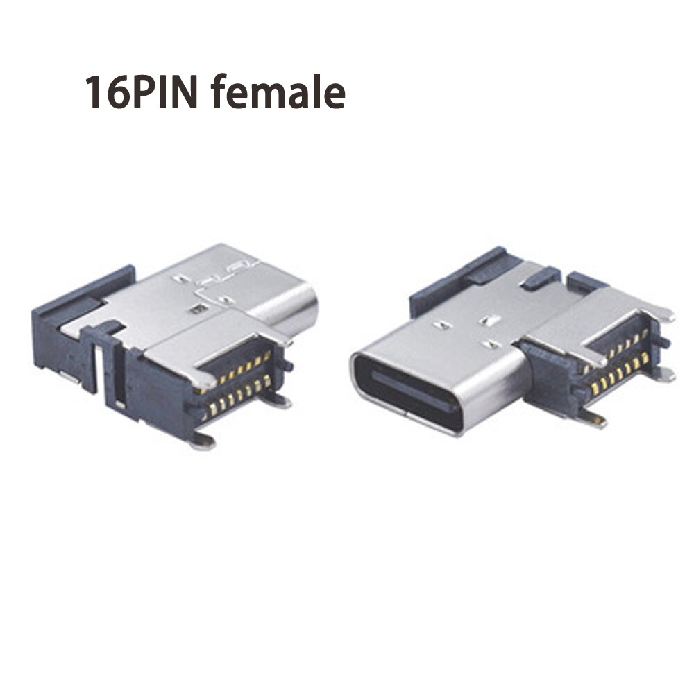 2-5pcs/Iot 16 P Side insertion SMT Socket Connector Micro USB Type C 3.1 Female SMD DIP For PCB DIY high current charging: 5pcs