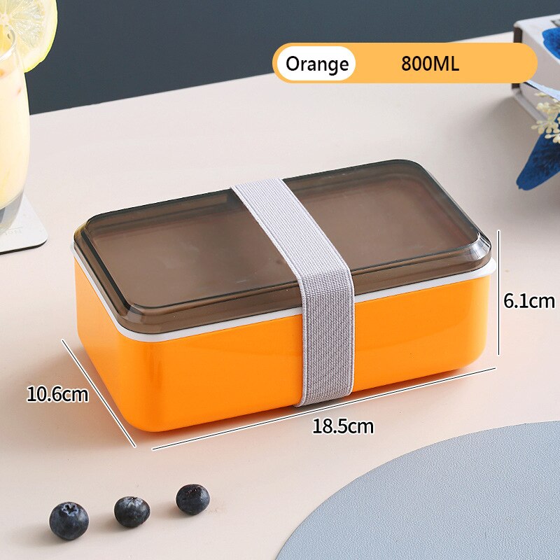 Portable Lunch Box Set Picnic Japanese Snack Bento Box Women Kitchen Food Storage Containers Office Worker Microwave Tableware: 1 Layer Orange 800ML