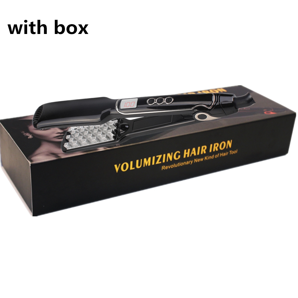 Fluffy Hair Straightener & Volumizing Iron Digital Flat Iron With LCD Display Electric Fluffy Styling Hair Lifter Salon Tool