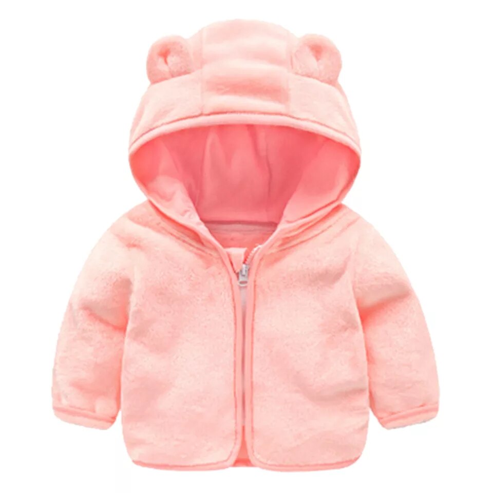Børnefrakke efterår varm blød uld jakke baby dreng tegneserie hættetrøje tøj pige pink dejlig øre frakke top: Lyserød / 9m