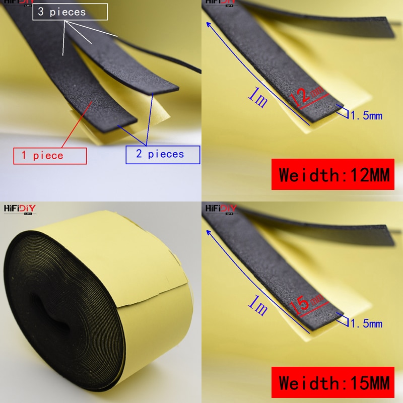 HIFIDIY Speaker Accessories DIY Installation junction box and speaker unit foam bonding (Width 12mm*thickness 1.5mm* length 1m