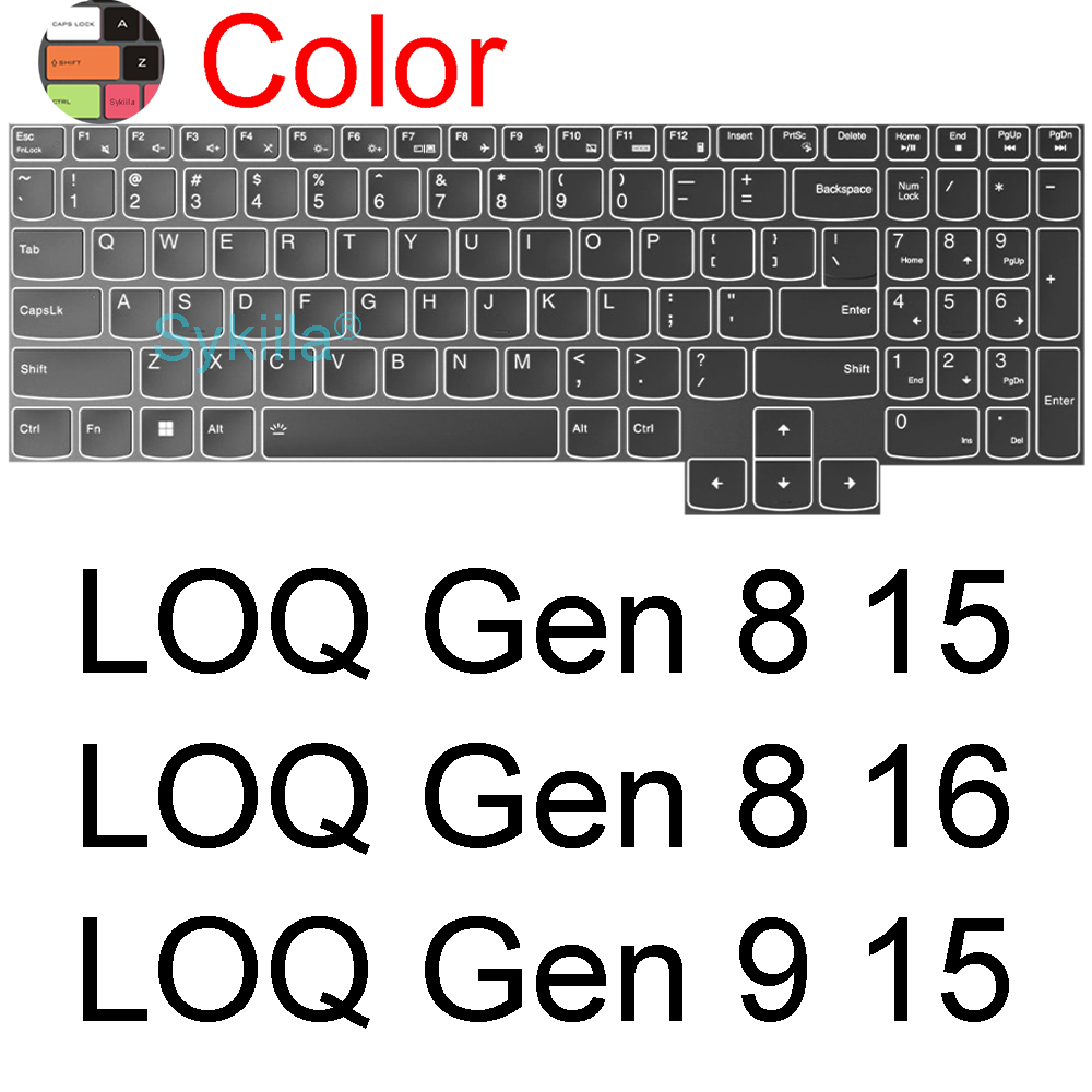 Keyboard Cover for Lenovo LOQ Gaming 15 16 15ARP9 15IRX9 15AHP9 16APH8 16IRH8 Essential Gen 9 Silicone Protector Skin Case 15.6: Silver