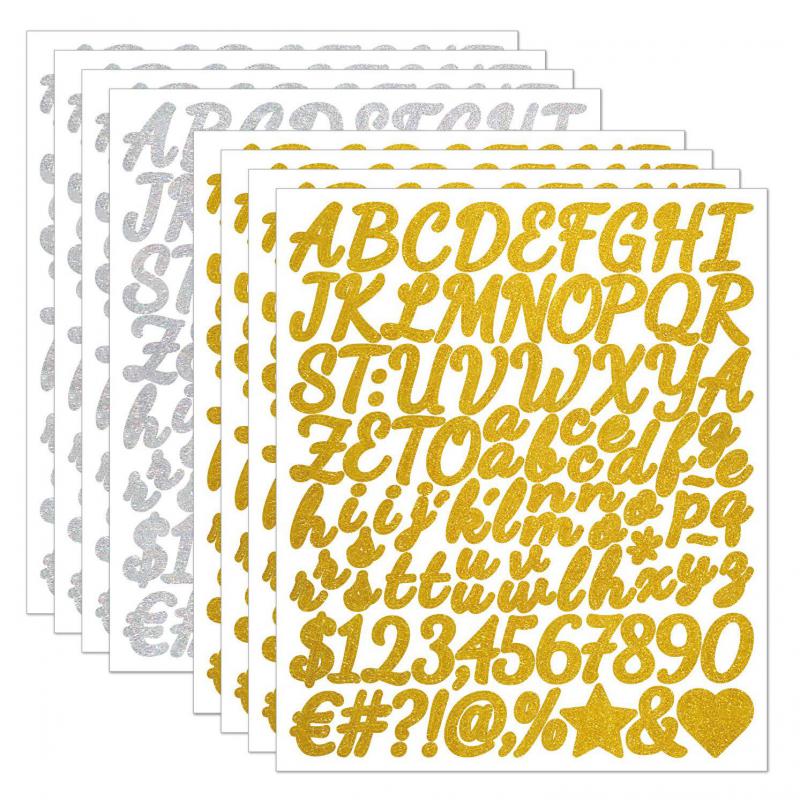 2 sheets Gold Self-Adhesive Vinyl Letters Numbers Alphabet Stickers Mailbox Numbers Sticker for Mailbox, Signs, Home, Window