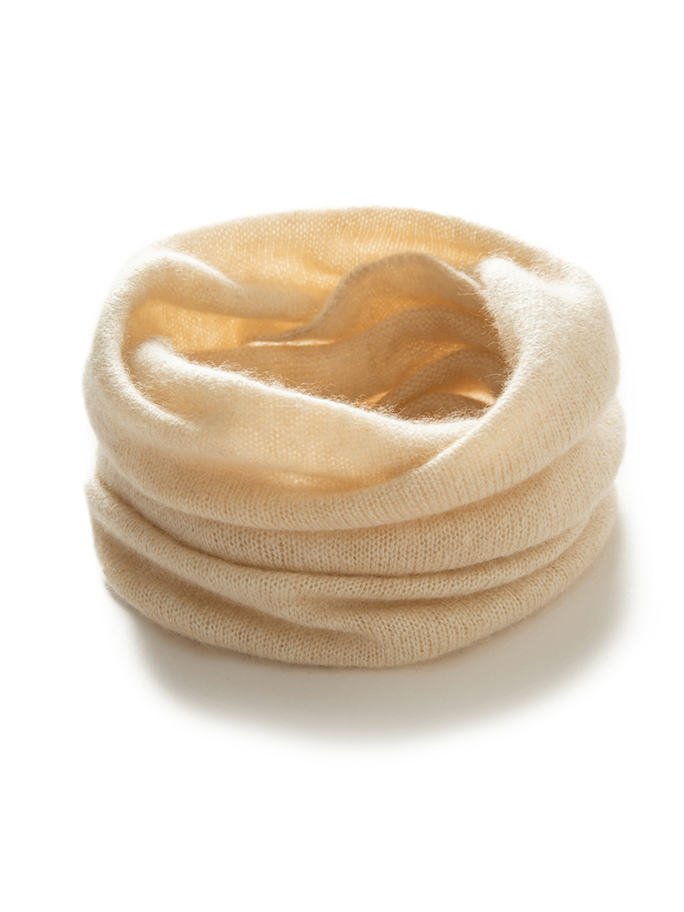 Women 100% Cashmere Bottom Price Tube Scarf Lightweight Neck Ring Warmer Cowl Collar Loop Female Soft Knitting Accessories Girls: Beige