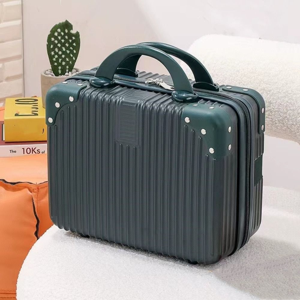14 inch Mini Travel Suitcase Cosmetic Box Hand Luggage Organizer Makeup Case PC Small Password Box Boarding Case: green