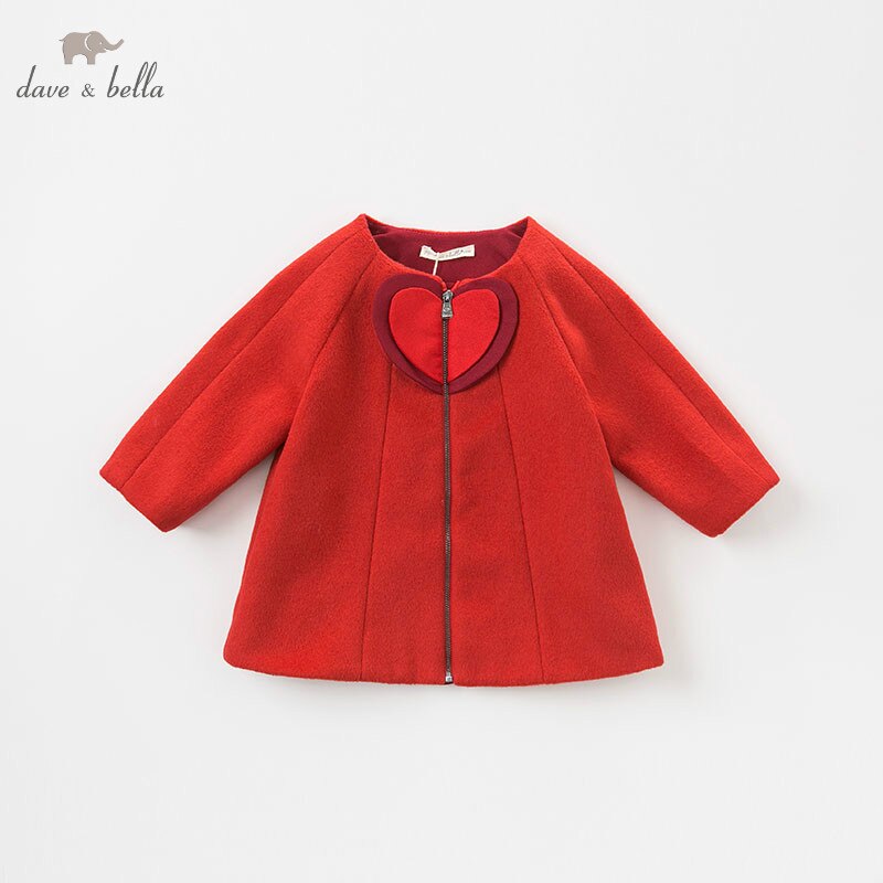 Db8422 dave bella baby piger uldjakke chidlren rød frakke spædbarn toddler boutique overtøj