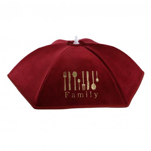 Foldable Heat Preservation Dust-proof Dining Table Food Cover Tent Kitchen Tool: Wine Red L