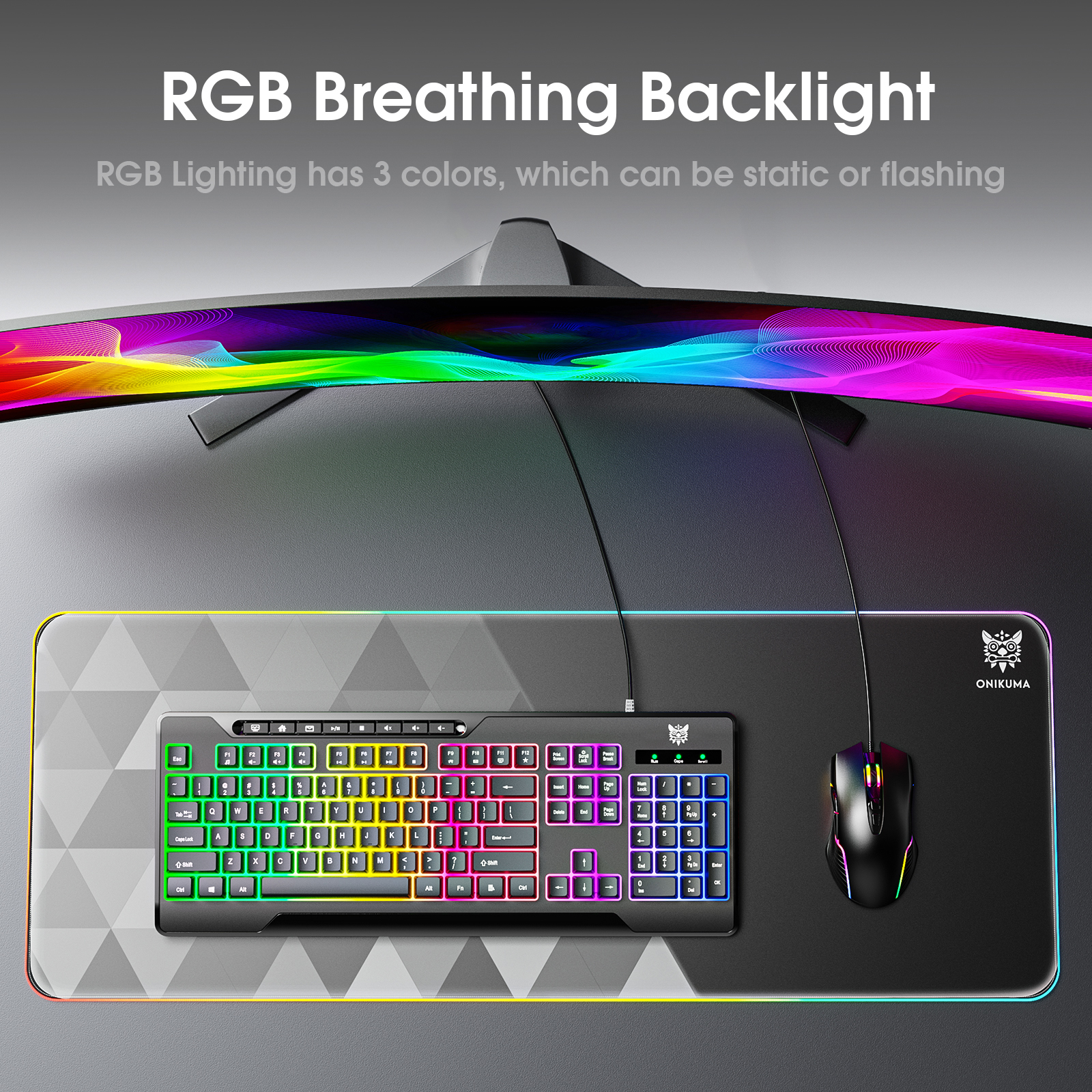 ONIKUMA 2025 G32 Bedraad Gaming Toetsenbord met RGB Backlit Matte Key Caps 104 Toetsen Membraan Gaming Toetsenborden voor PC Gamer
