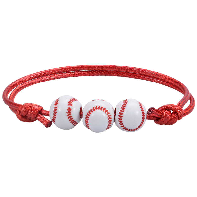 Nueva pulsera de béisbol de baloncesto, línea de cera tejida, pulsera de tenis y Rugby, joyería deportiva para niños y niñas BR1001: Color amarillo claro