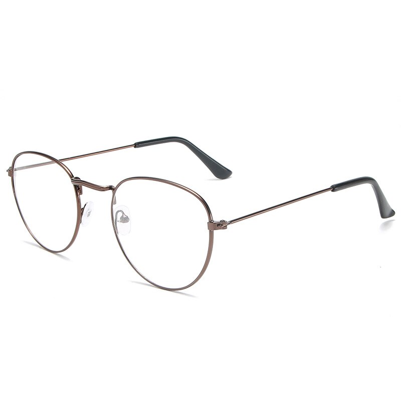 Monture de lunettes rondes en métal Vintage pour femmes et hommes, montures pour lunettes optiques, couleur or/noir/argent, accessoires lunettes: 2-Bronze