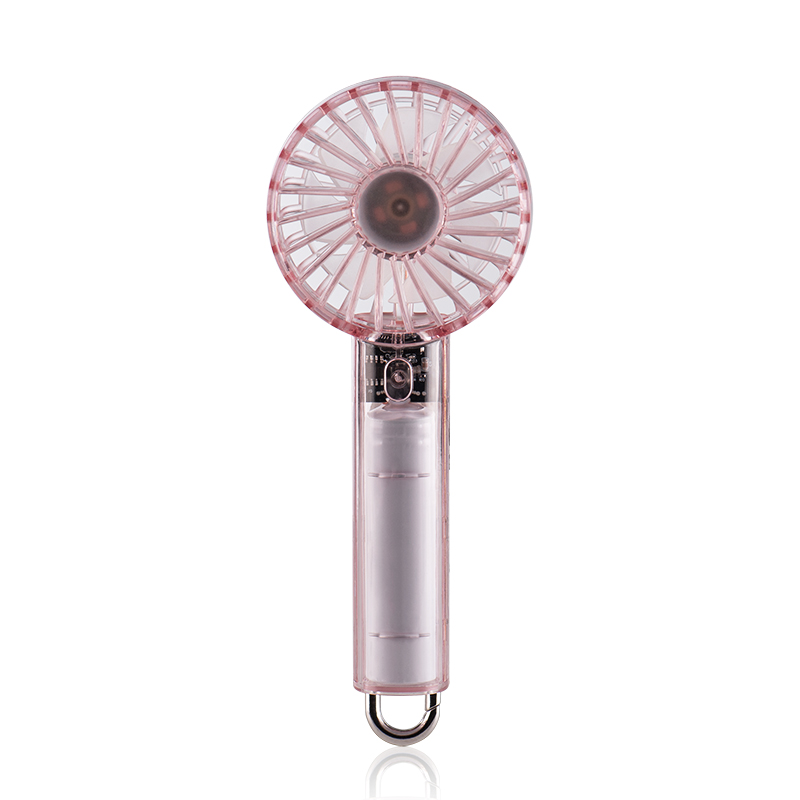 Ventilador de mano transparente de alta velocidad USB para estudiantes al aire libre recargable portátil ajustable fuerte energía eólica prácticos ventiladores pequeños: Rosa