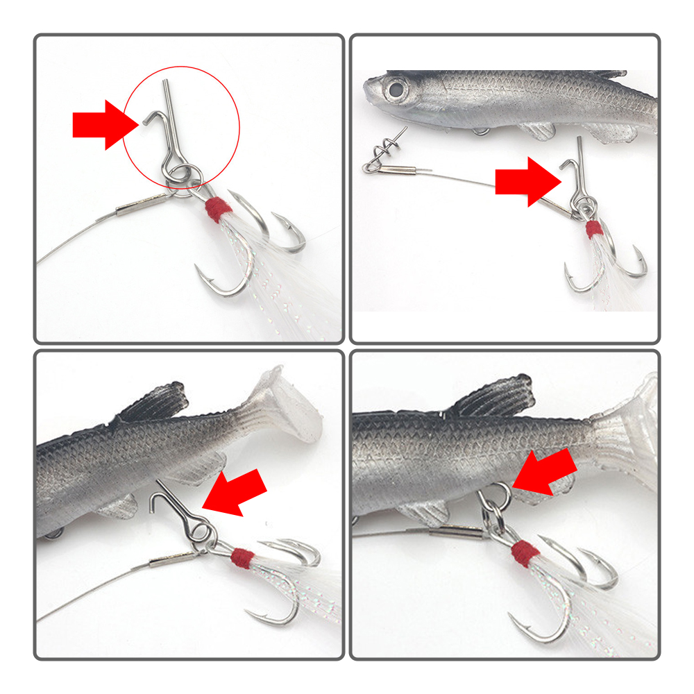 50pcs appât de pêche Stinger Spike crochet broches de connexion aiguille fixe verrouillage assistance leurre souple accessoires de pêche outils