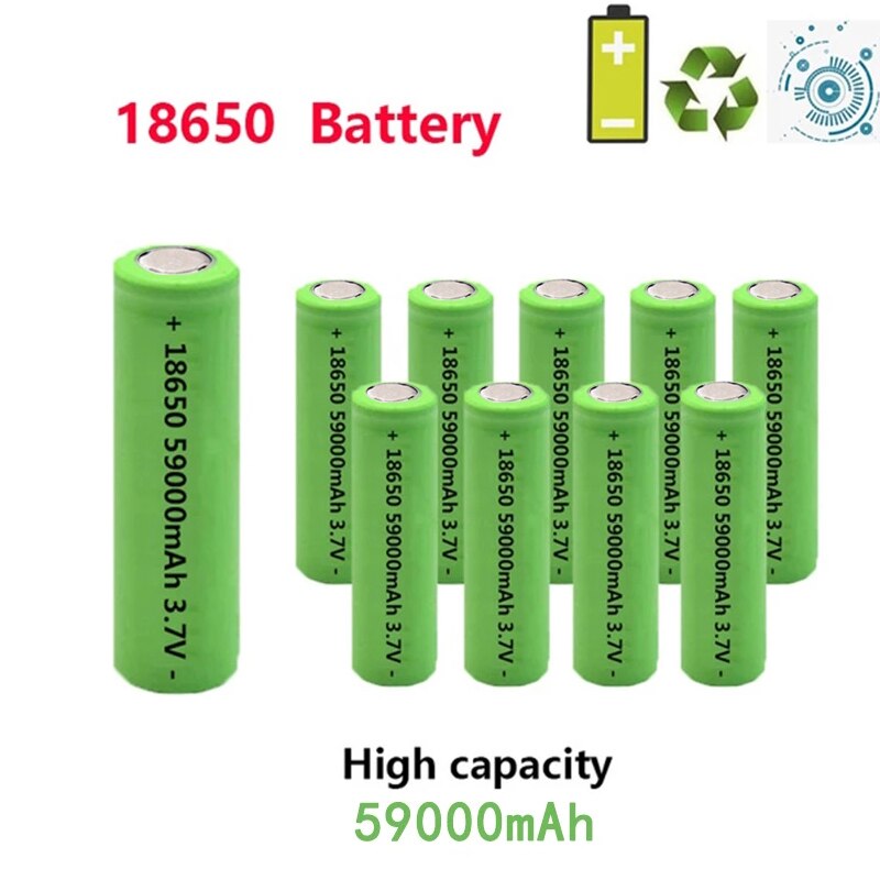 1-10PCS 59000mAh 18650 Factory Directly 3.7V High-capacity Lithium Ion Rechargeable Battery for Headlight Flashlight Charge