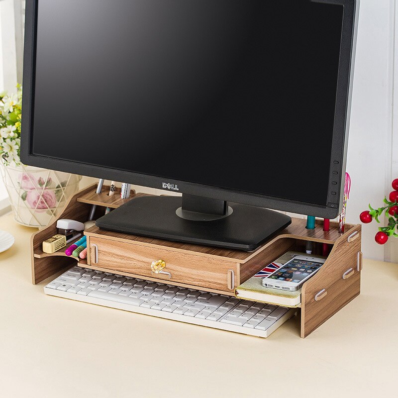 Montaje de Monitor de ordenador elevador de madera DIY soportes para ordenador portátil estante de almacenamiento de pantalla de oficina organizador de teclado escritorio soporte para portátil: Log 2