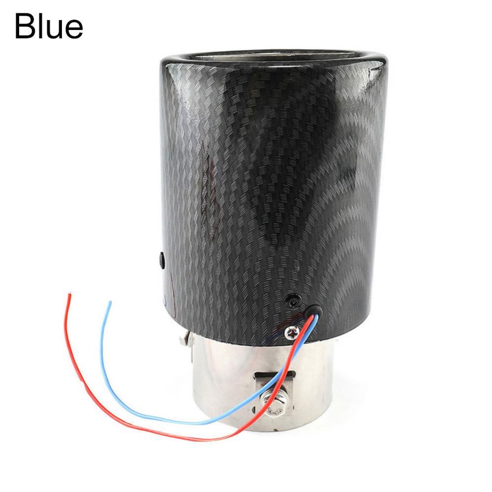 Uitlaat Tip Uitlaat Universele Auto Carbon Fiber Uitlaat Met Rood/Blauw Led Licht: Blue Roll Edge