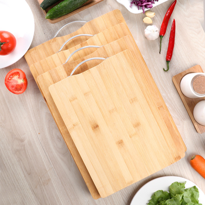 Tabla de cortar rectangular de bambú, herramienta de bloques de cortar de madera, antideslizante, duradera