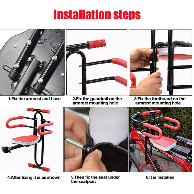 Vélo électrique remorque enfant vélo chaise Babys enfants sécurité libération selle siège avec accoudoir garde barre pédale vélo siège