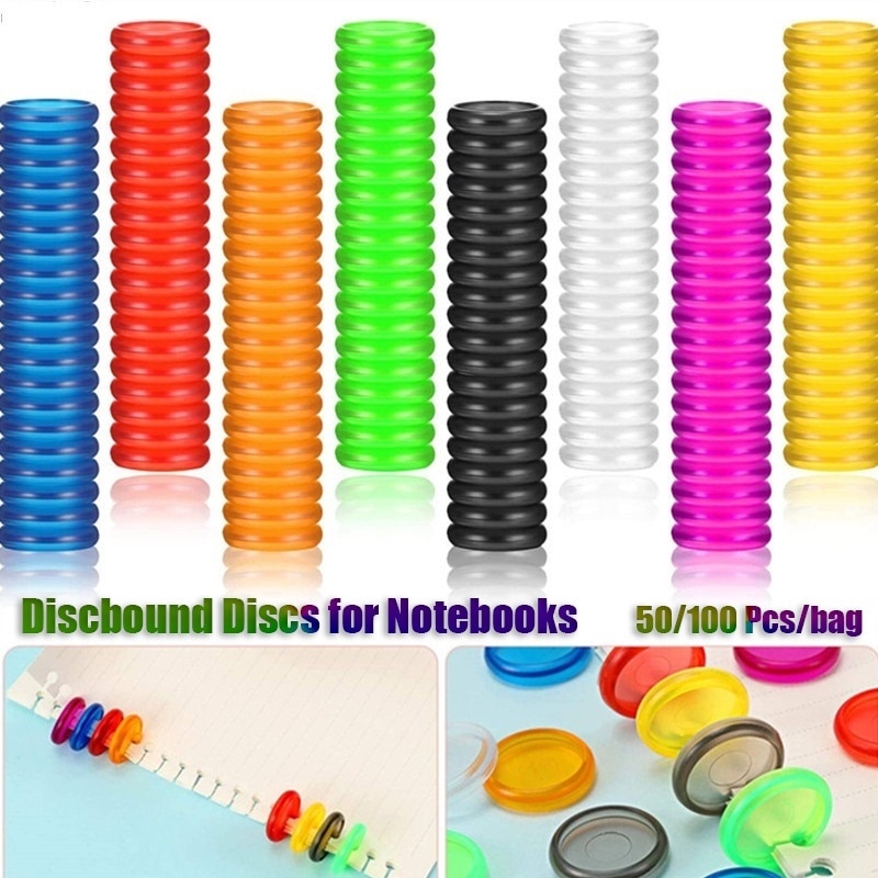 100 sztuk kolorowe Disc Binder dla Discbound notebooki/Planner 24/28mm grzyb otwór luźny liść wiążące Discbound dyski