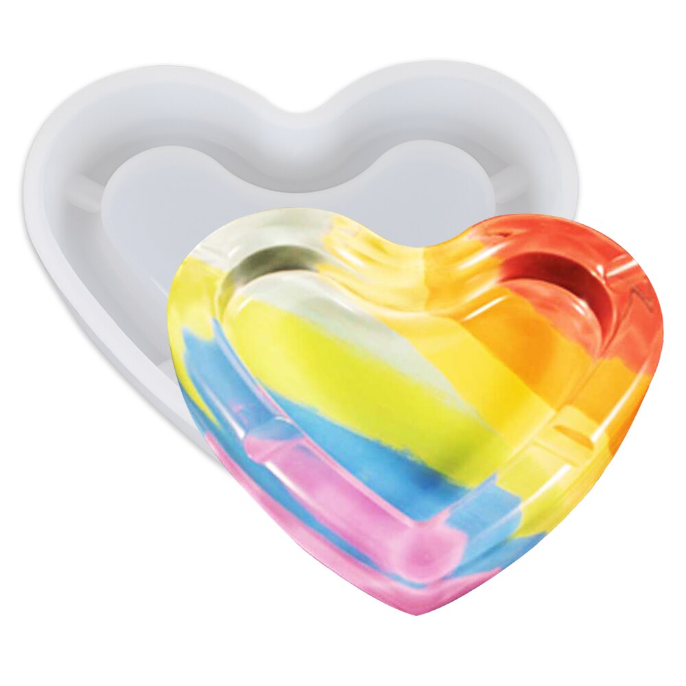 Cenicero transparente de resina UV para manualidades, 1 unidad, resina epoxi de silicona, combinación de moldes para DIY, accesorios de joyería: Heart