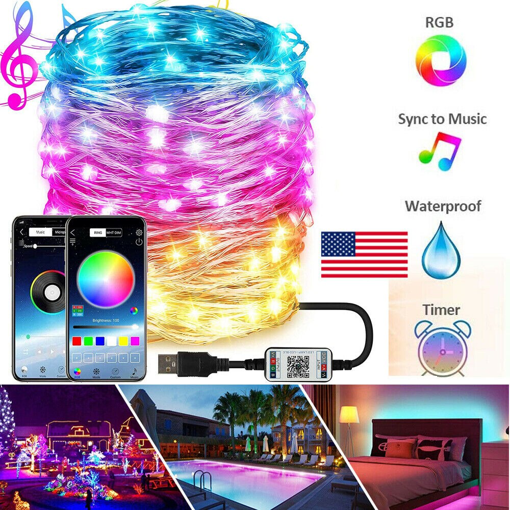 5M 10M 15M 20M RGB LED String Lights Smart USB Fairy Light With APP Control Diode Flexible Ribbon WiFi Controller