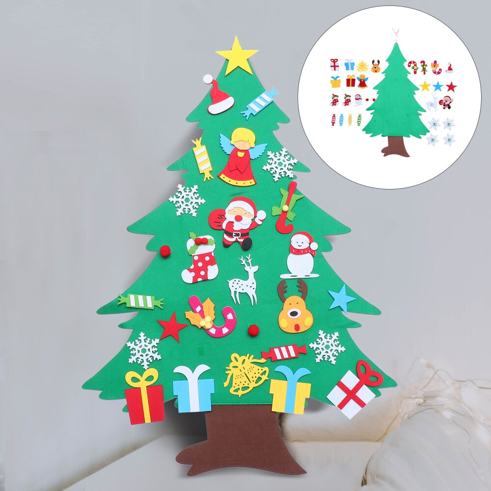 1 Set DIY Wall Decor Felt Christmas Tree Hanging Ornament Lovely Christmas Decor