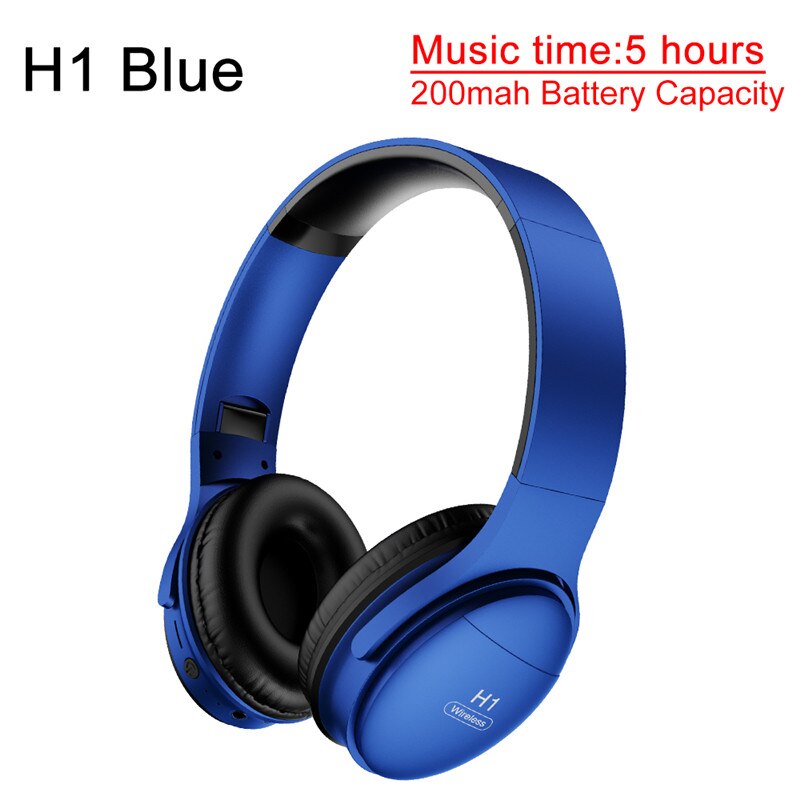 AWI H1 Profi Bluetooth Kopfhörer Drahtlose Kopfhörer Über-ohr Lärm HiFi Stereo abbrechen Spielen Headset mit Mic Unterstützung TF karte: H1 Blau