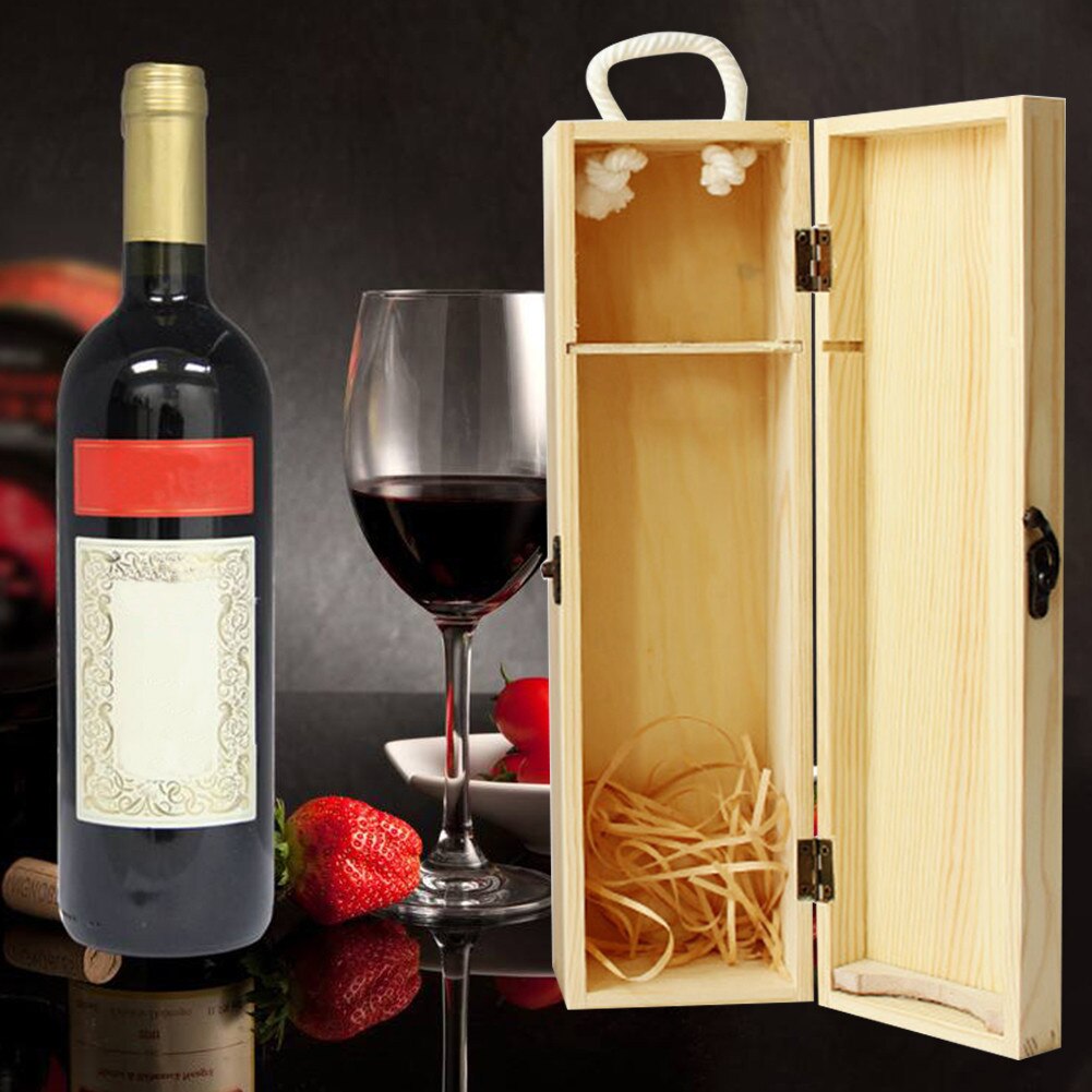 Wooden Red Wine Packing Box Single Bottle Red Wine Pine Box European Simplicity Box For Lafite Grape Whiskey Champagne
