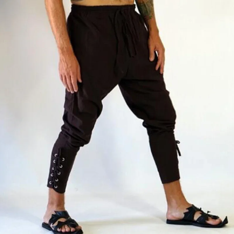 Pirate Pants For Men Cosplay Renaissance Medieval Gothic Pants Pirate Costume Trouser Men Plus Size 3XL