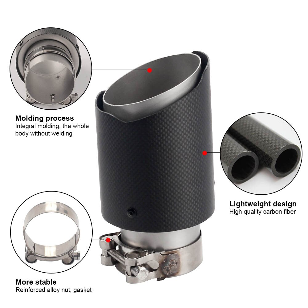Sopedar Auto Styling Uitlaat Uitlaatpijpen Shot Blast Oppervlak End Tips Matte 3K Carbon Fiber Staart Pijp Achter Leidingen universele Uitlaat