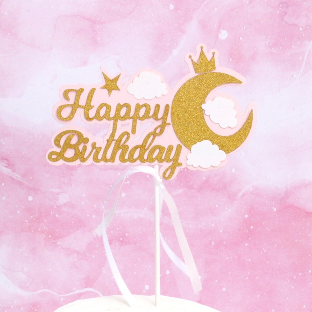 Kleurrijke "happy birthday" maan luchtballon taart hoge hoed bruiloft bruid dessert verjaardag feestdecoratie schattig