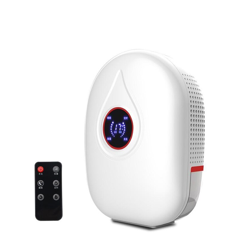DMWD 500ML Household Mini Dehumidifier Air Dryer With Remote Control Basement Moisture Absorber For Bedroom LED Display 100-240V: Red / EU Plug