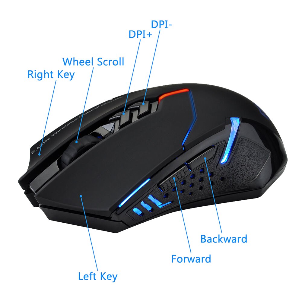 ET X-08 7 buttons 2000DPI Adjustable 2.4G Wireless optical Gaming Mouse Mice for computer laptop PC