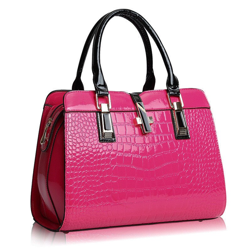 Bolsa feminina de luxo feita em couro, bolsa feminina feita em couro, estilo carteira, bolsa de mão e de ombro, vintage, casual: Rosa quente