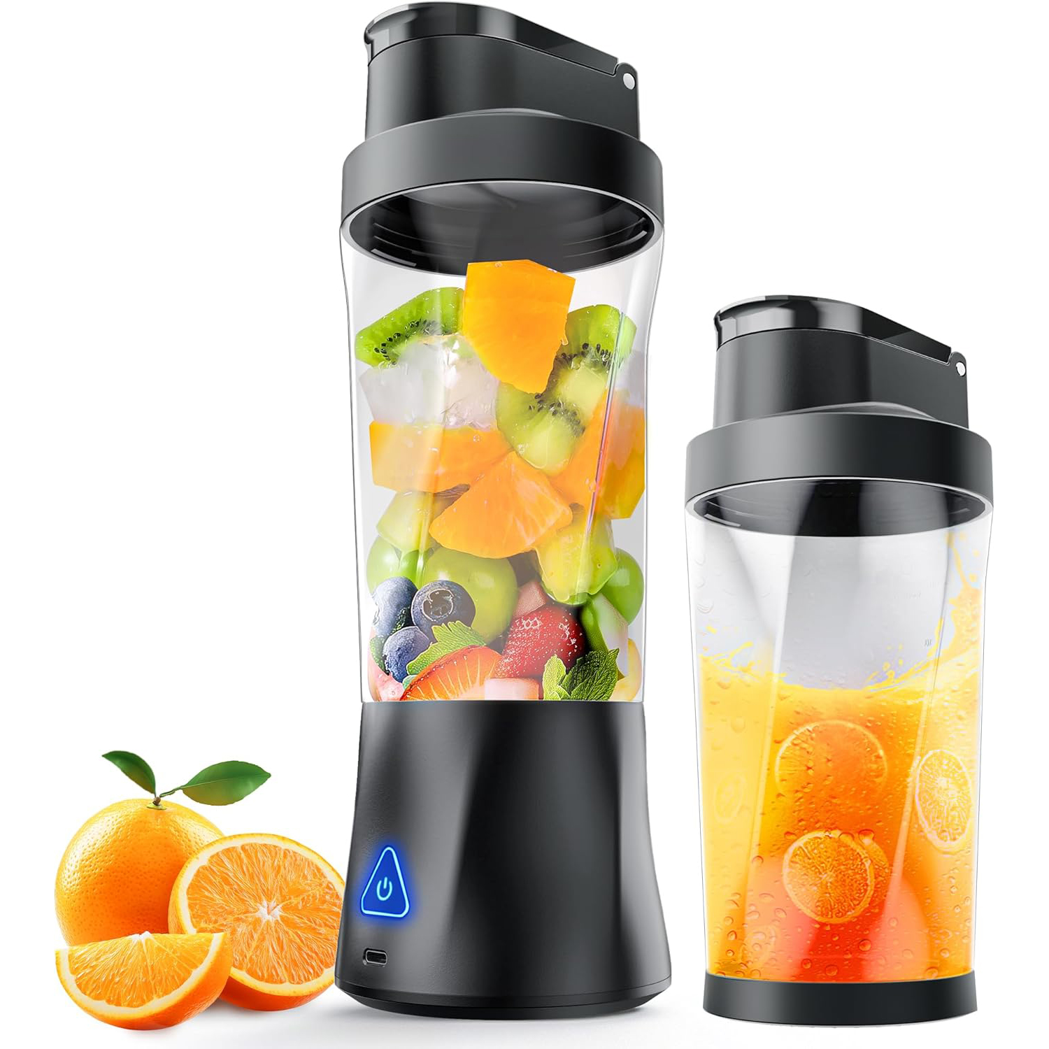 Licuadora portátil Mini licuadora autolimpiante inalámbrica con tapa Mini licuadora de viaje silenciosa con cuchillas de acero inoxidable Carga USB