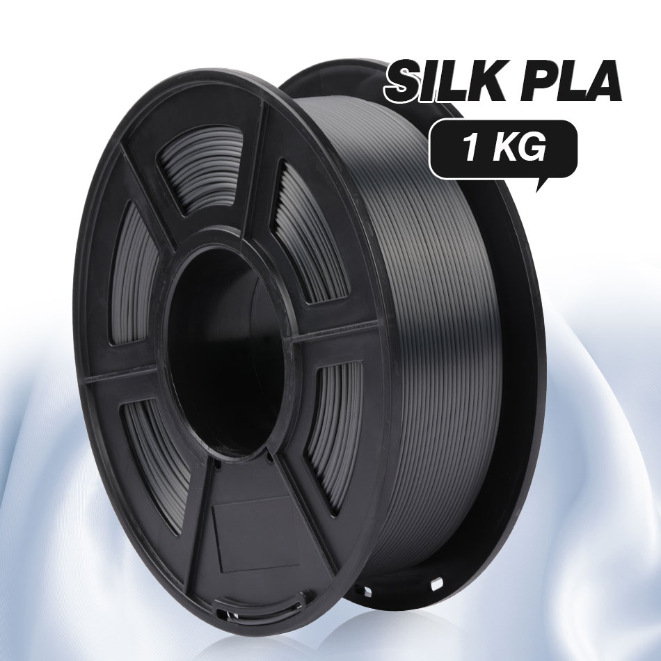 SUNLU-filamento PLA de seda, 1,75mm, 1kg, para impresora 3d, materiales de impresión 3D con textura de seda: Silk Black