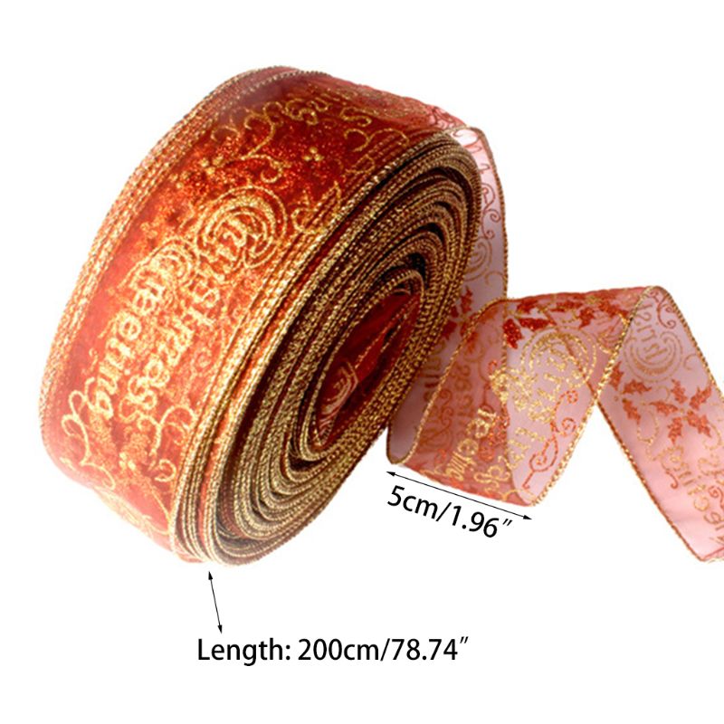 5cm breedtes 2m lengtes kerstdecoratieve linten poeder satijnen lint ambachtelijke linten kerstboomversiering strikken maken