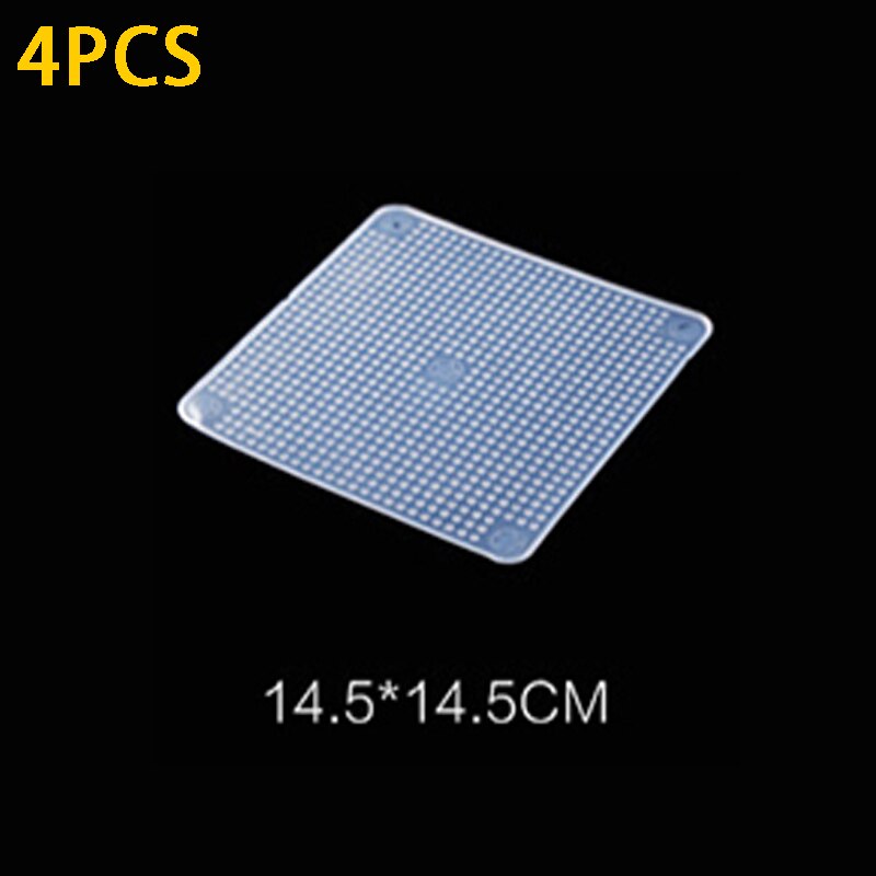 De silicona tazón cubre reutilizable papel para guardar alimentos frescos tapa sellada Stretch Film transparente bol de vacío de plástico accesorios de cocina: M 4PCS