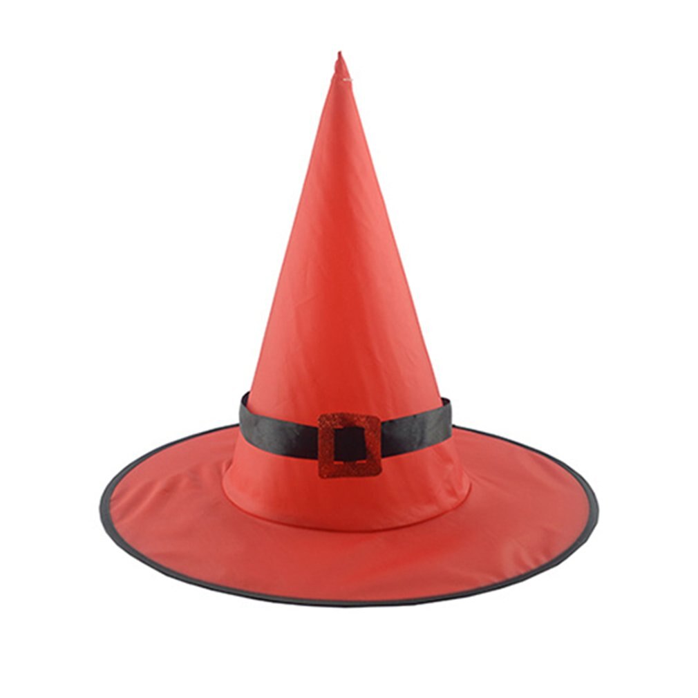 1 stk halloween hekse hat med led lys glødende hekse hat hængende halloween indretning suspension træ glødende hat til børn: Rød