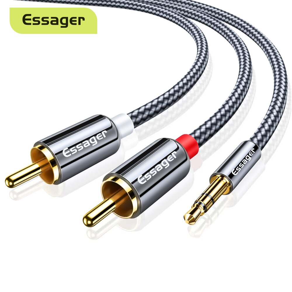 Essager Rca Kabel 3.5 Mm Jack Naar 2 Rca Aux Audio Kabel 3.5 Mm Male Naar 2RCA Adapter Splitter Voor tv Box Home Theater Speaker Draad