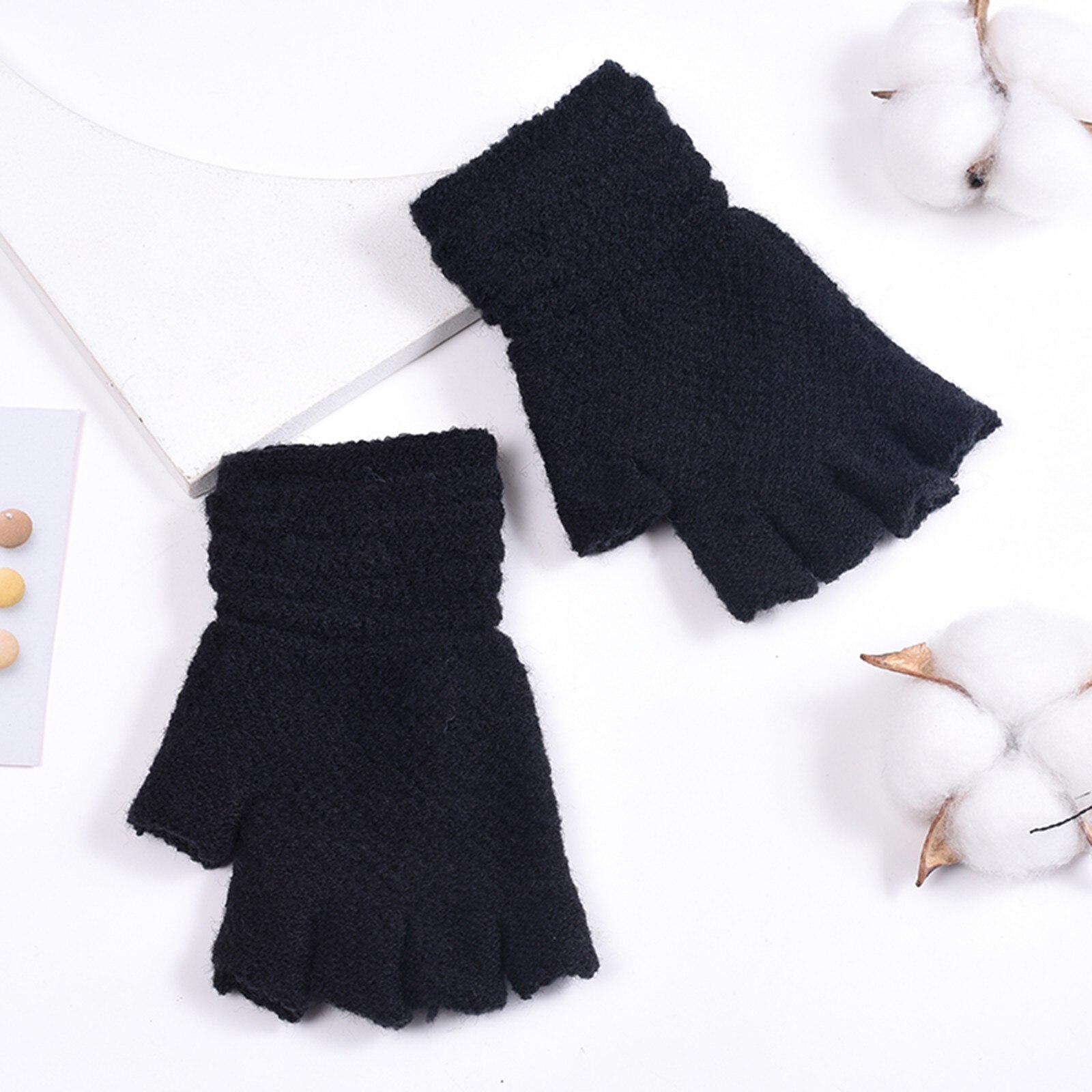 #30 Kinderen Handschoenen Peuter Baby Meisjes Jongens Winter Warm Solid Gebreide Flip Vingerloze Wanten Handschoenen Gants Hiver Pour Enfants