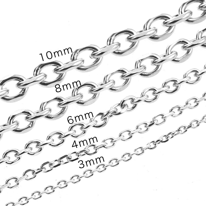 Stainless Steel Chain Bracelets Round Silver Color 18cm\21cm\23cm Long Simple Bracelet For Women Men Jewelry , 1 PC