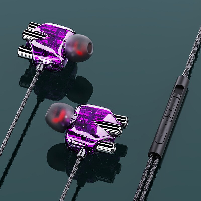 Stereo Bekabelde Oortelefoon Hoge Bass 6D Stereo In-Ear Oordopjes Oordopjes Sport Koptelefoon Voor Fitness Hardlopen Fietsen Auricular: Double purple